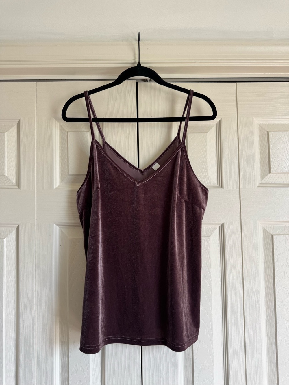 Velvet V-Neck Cami in Plum